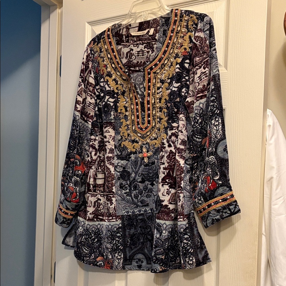 Soft Surroundings Multicolor Embroidered Tunic